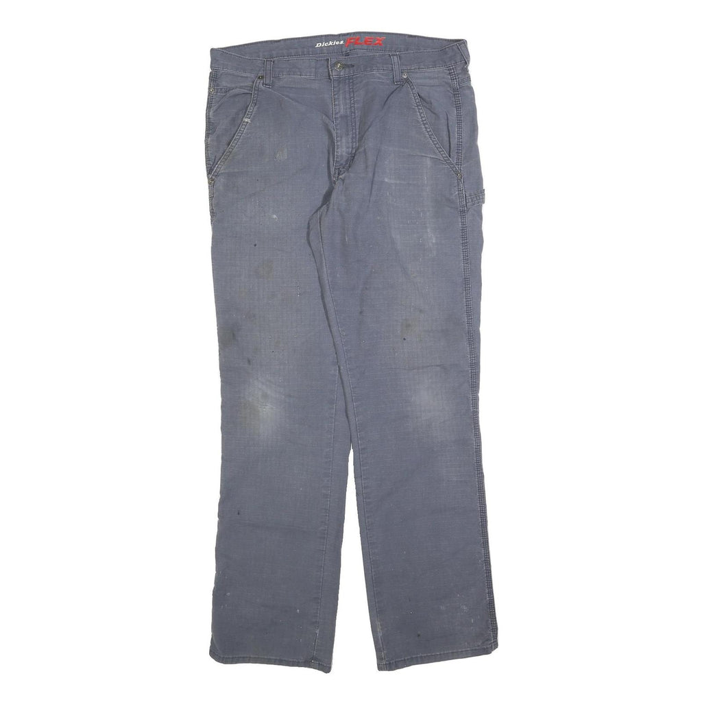 DICKIES Mens Cotton Blend Blue Regular Fit Straight Leg Trousers W36 L34