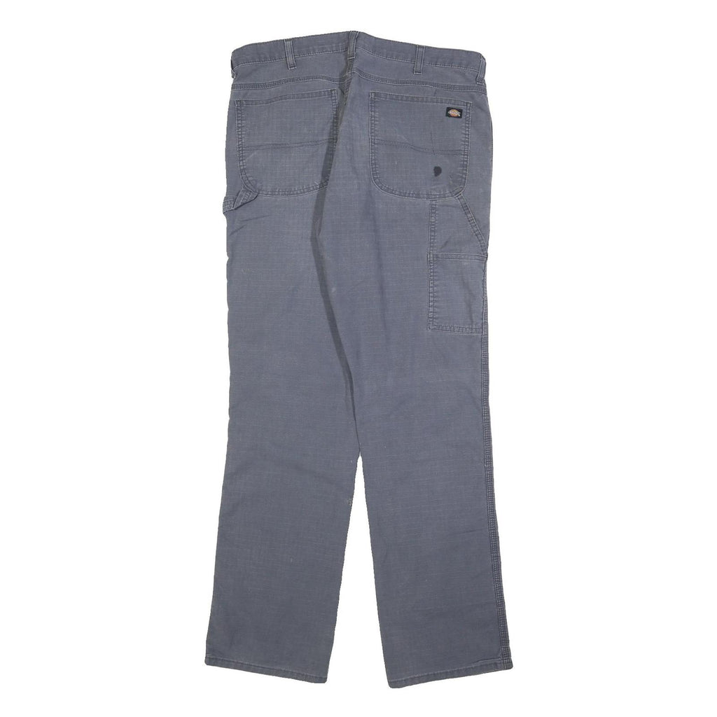 DICKIES Mens Cotton Blend Blue Regular Fit Straight Leg Trousers W36 L34