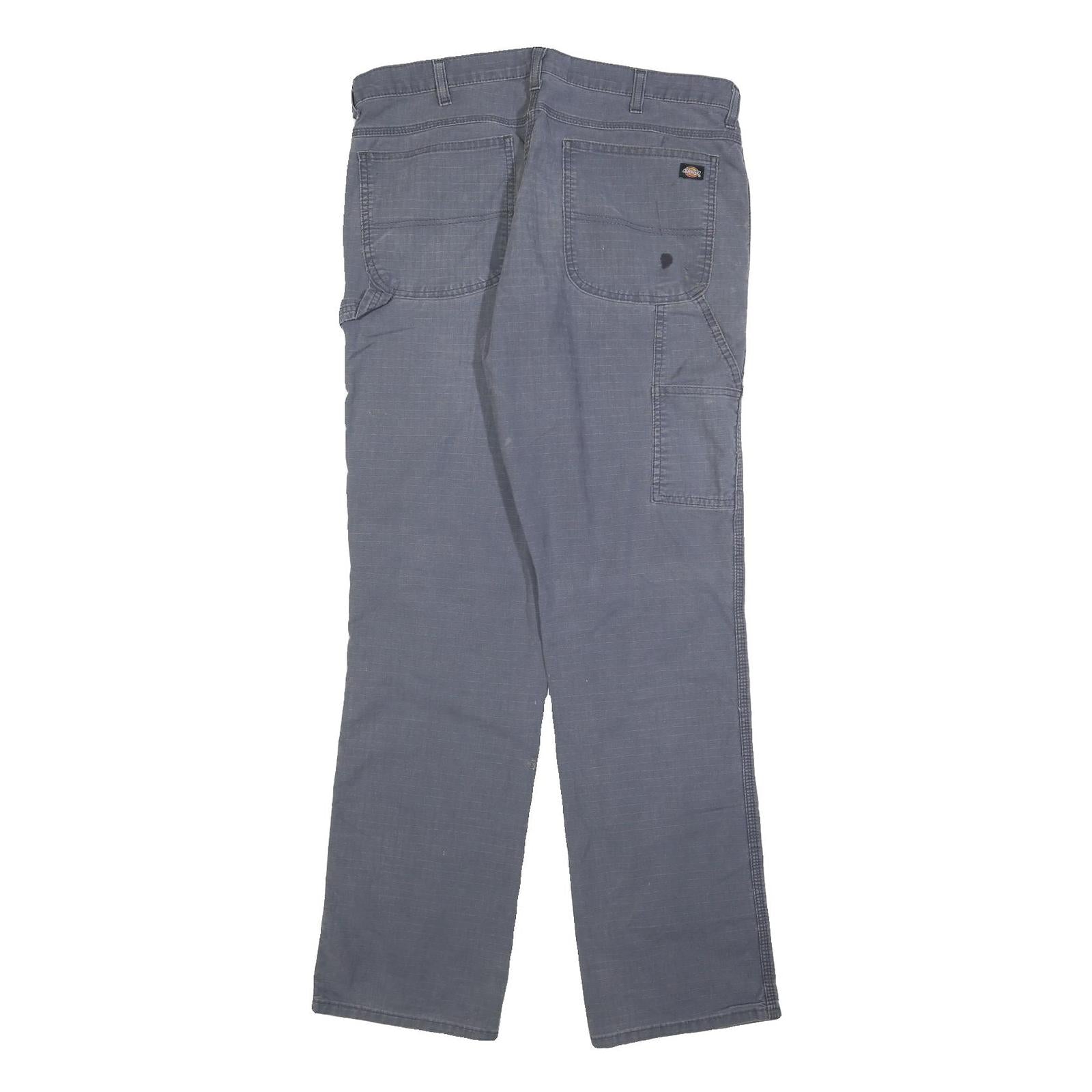 DICKIES Mens Cotton Blend Blue Regular Fit Straight Leg Trousers W36 L34