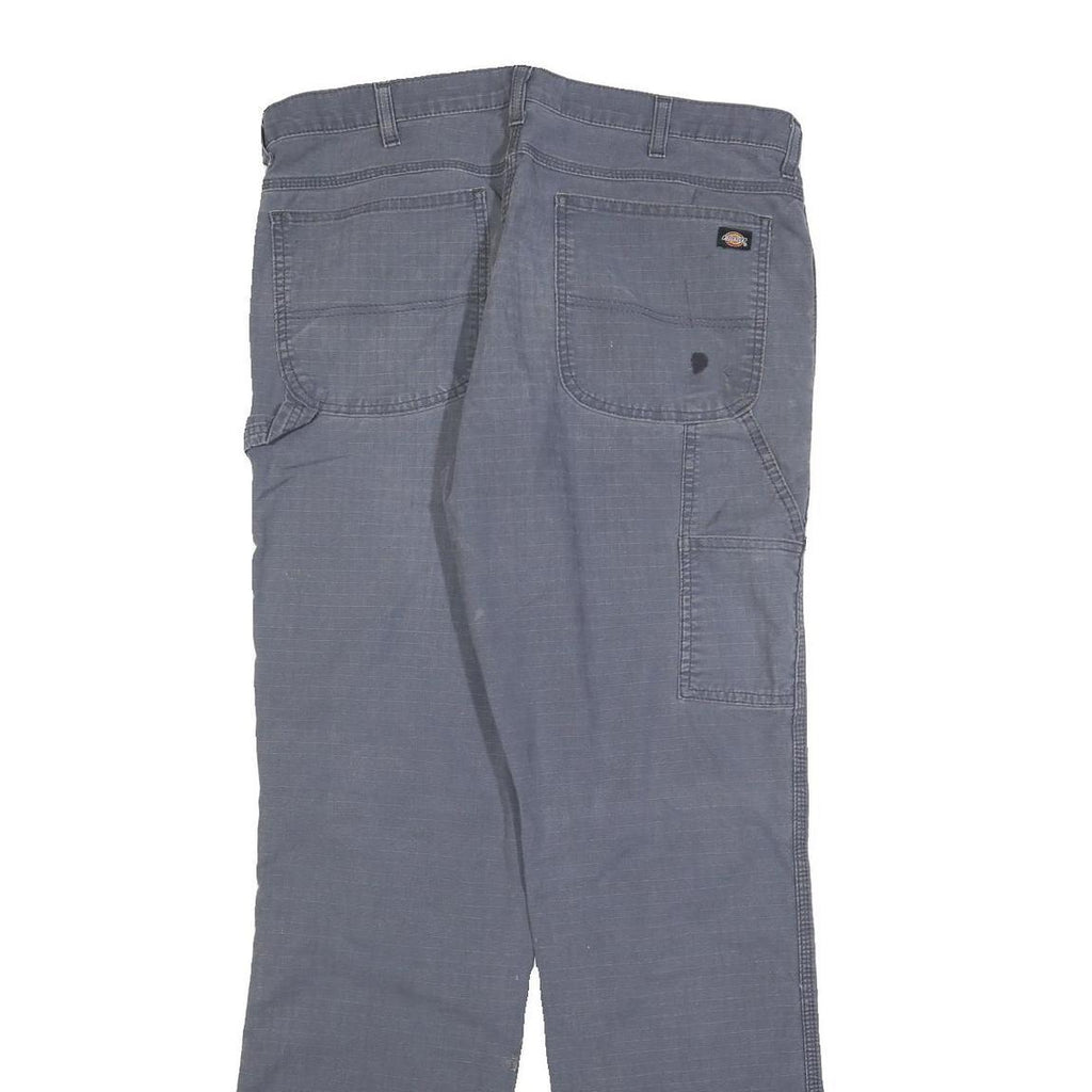 DICKIES Mens Cotton Blend Blue Regular Fit Straight Leg Trousers W36 L34