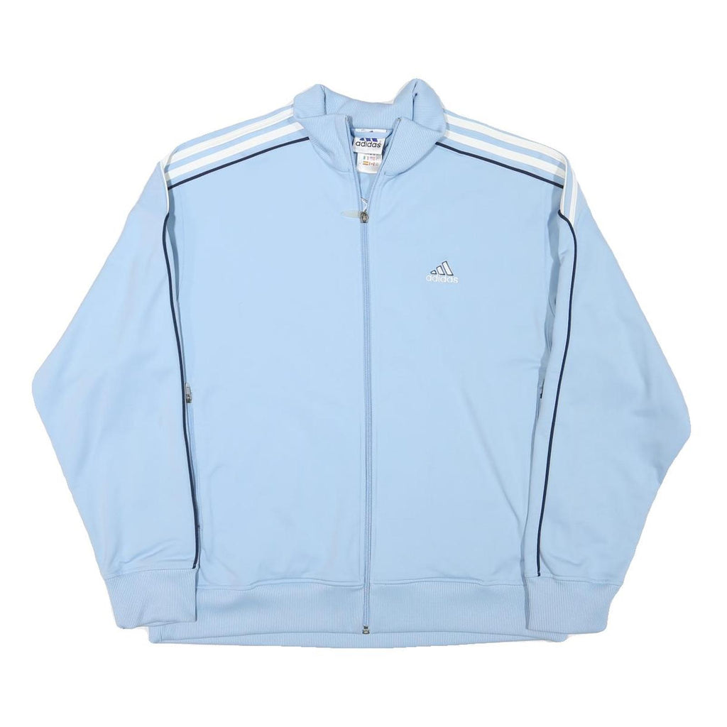 ADIDAS Mens Light Blue Polyester Blend Track Jacket L Zip Plain Sports