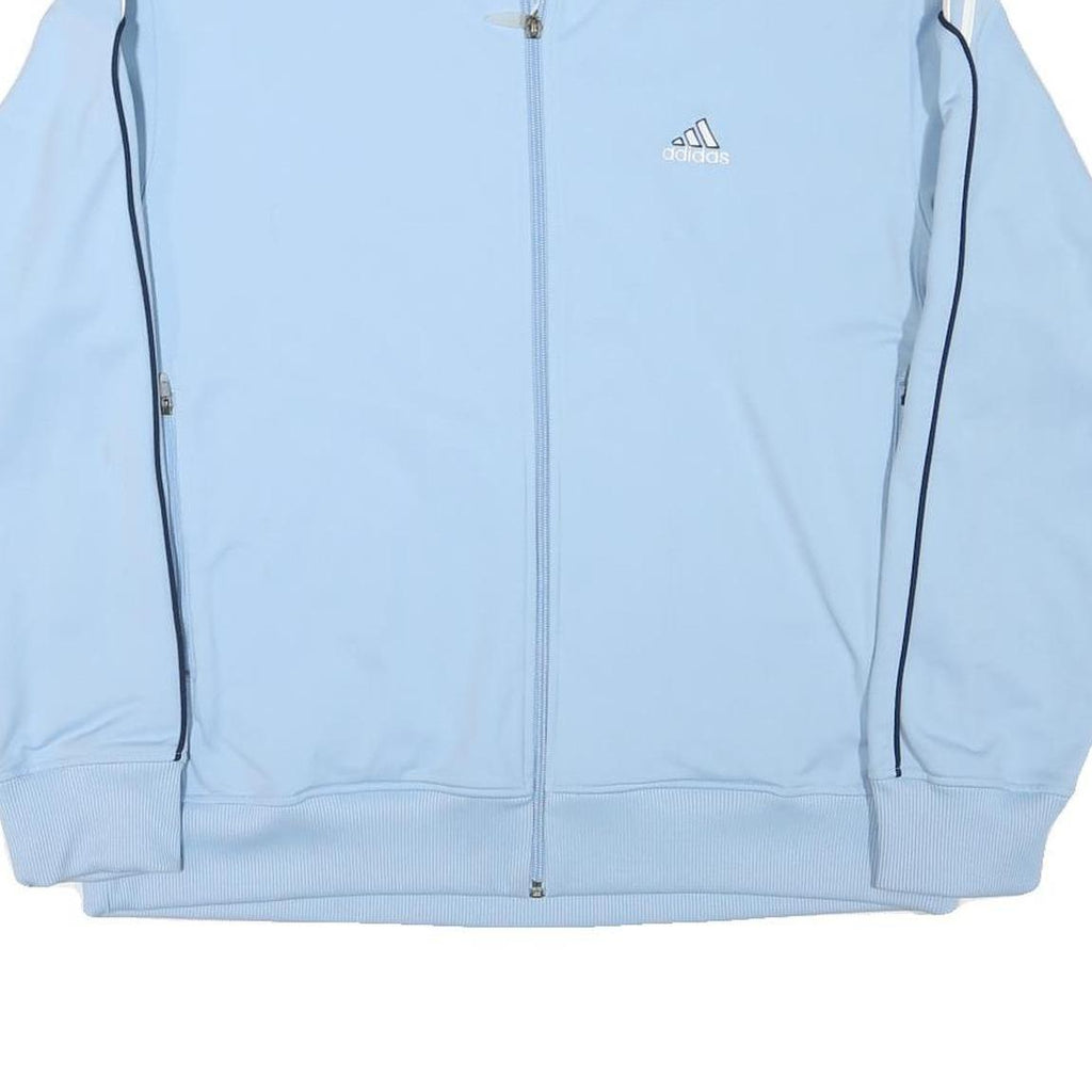 ADIDAS Mens Light Blue Polyester Blend Track Jacket L Zip Plain Sports