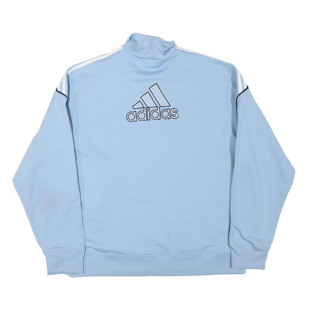 ADIDAS Mens Light Blue Polyester Blend Track Jacket L Zip Plain Sports