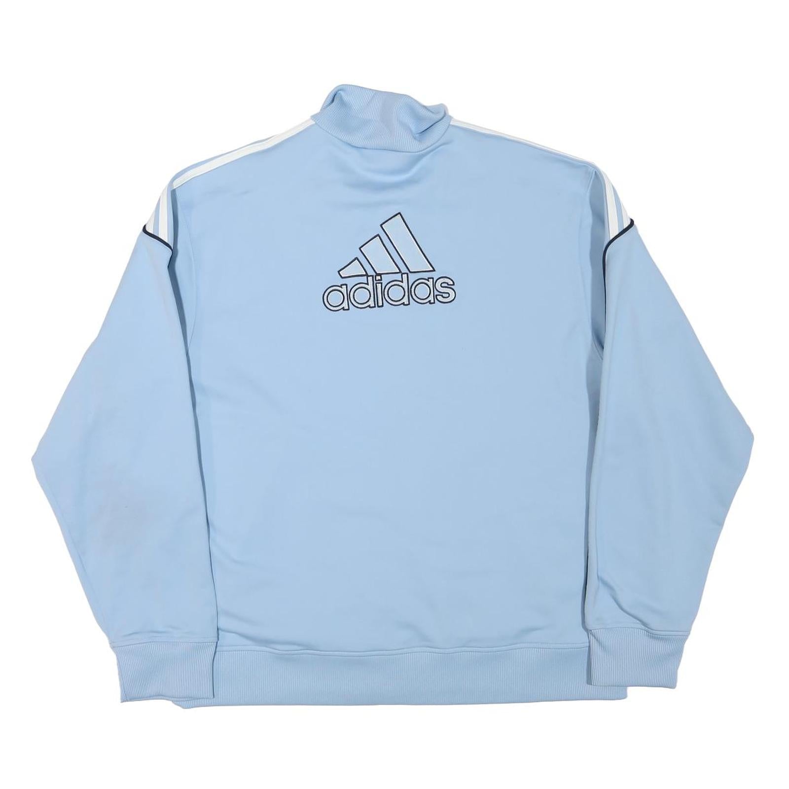 ADIDAS Mens Light Blue Polyester Blend Track Jacket L Zip Plain Sports