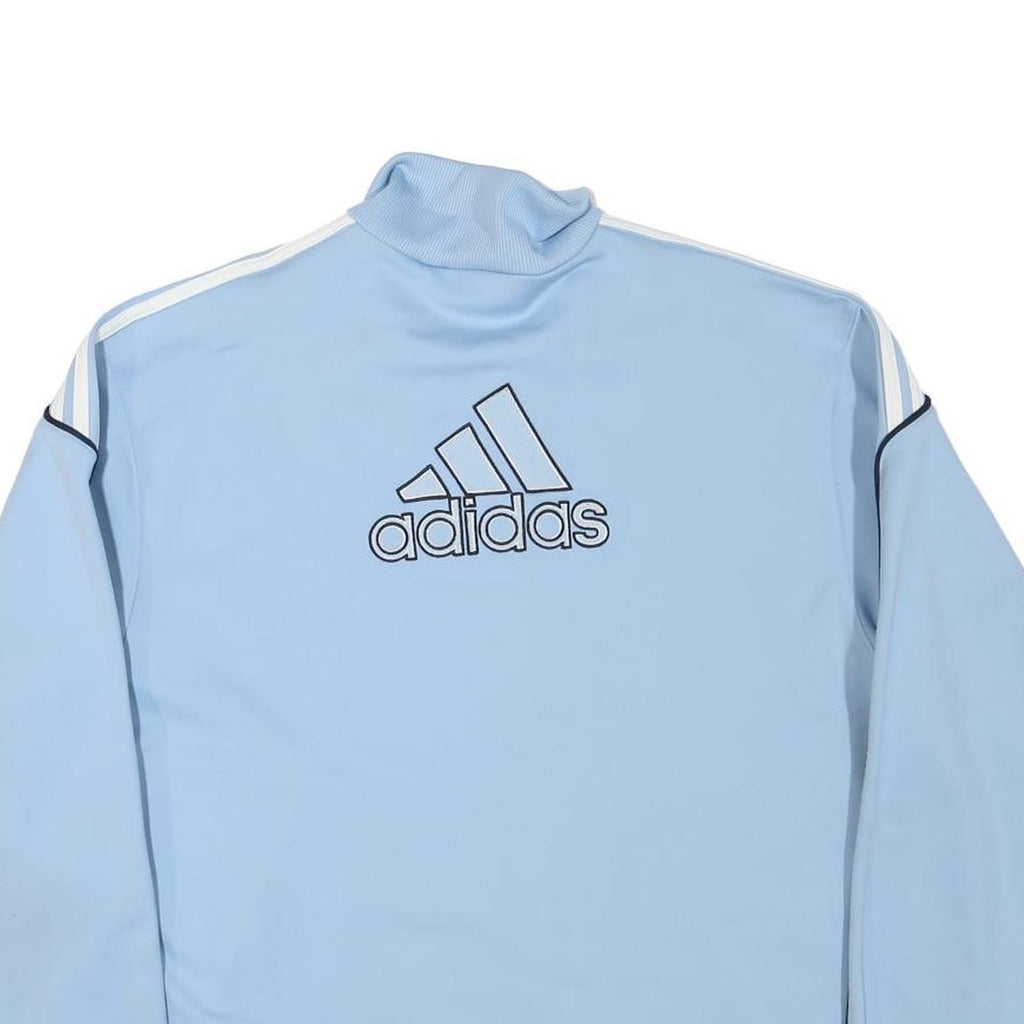 ADIDAS Mens Light Blue Polyester Blend Track Jacket L Zip Plain Sports