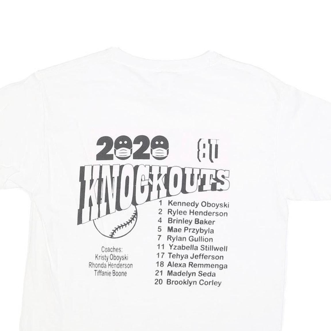 GILDAN Womens White & Pink Knockouts Softball Graphic T-Shirt XL Short Sleeve