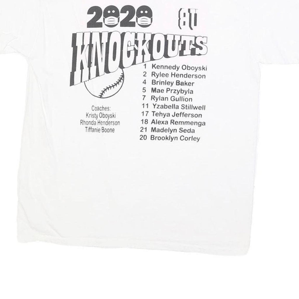 GILDAN Womens White & Pink Knockouts Softball Graphic T-Shirt XL Short Sleeve