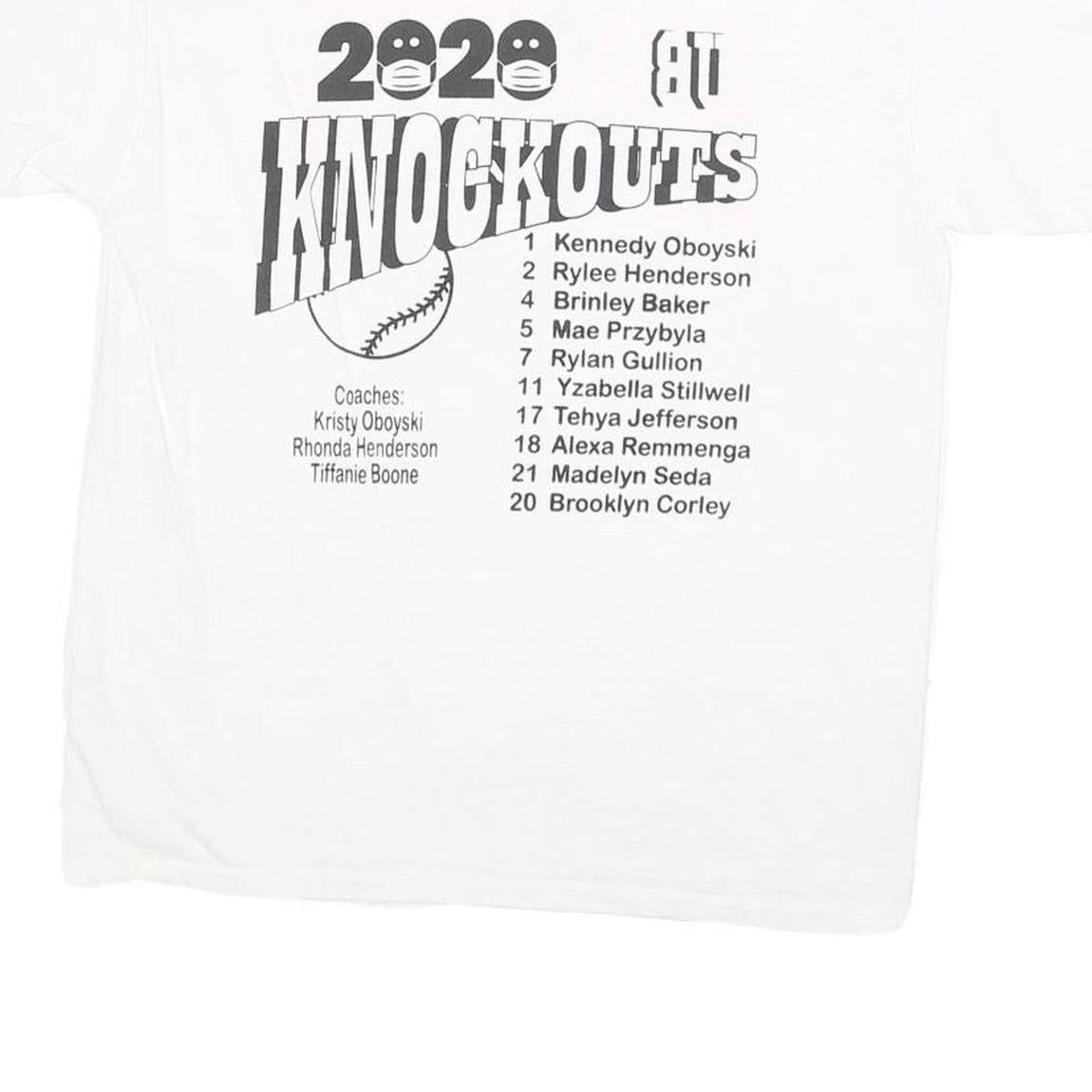 GILDAN Womens White & Pink Knockouts Softball Graphic T-Shirt XL Short Sleeve