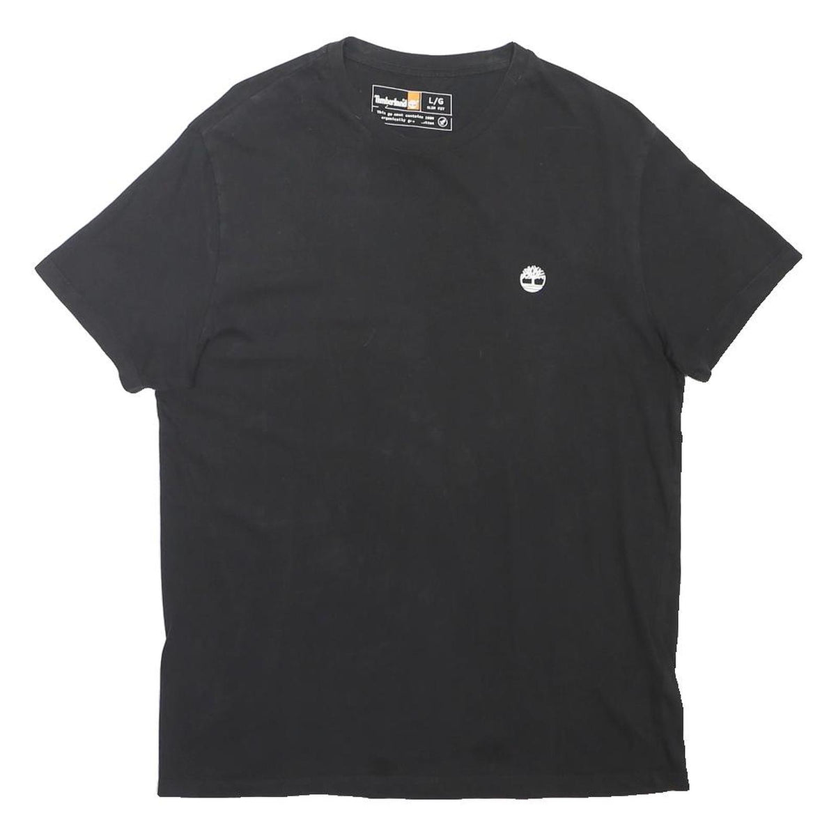 TIMBERLAND Mens Black L Logo Crew Neck Short Sleeve Cotton Blend T-Shirt