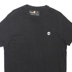 TIMBERLAND Mens Black L Logo Crew Neck Short Sleeve Cotton Blend T-Shirt