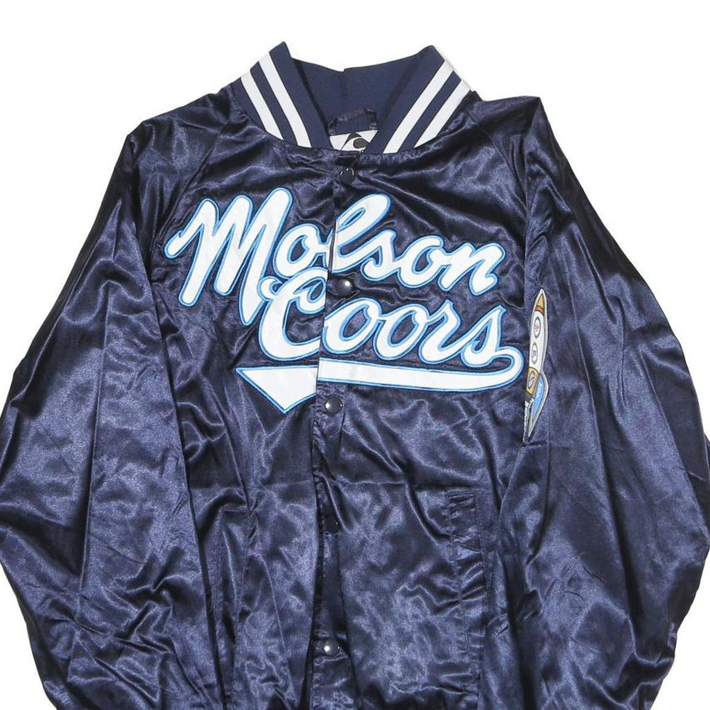 AUGUSTA Mens Navy Blue Satin Varsity Style Jacket S Polyester Button Closure