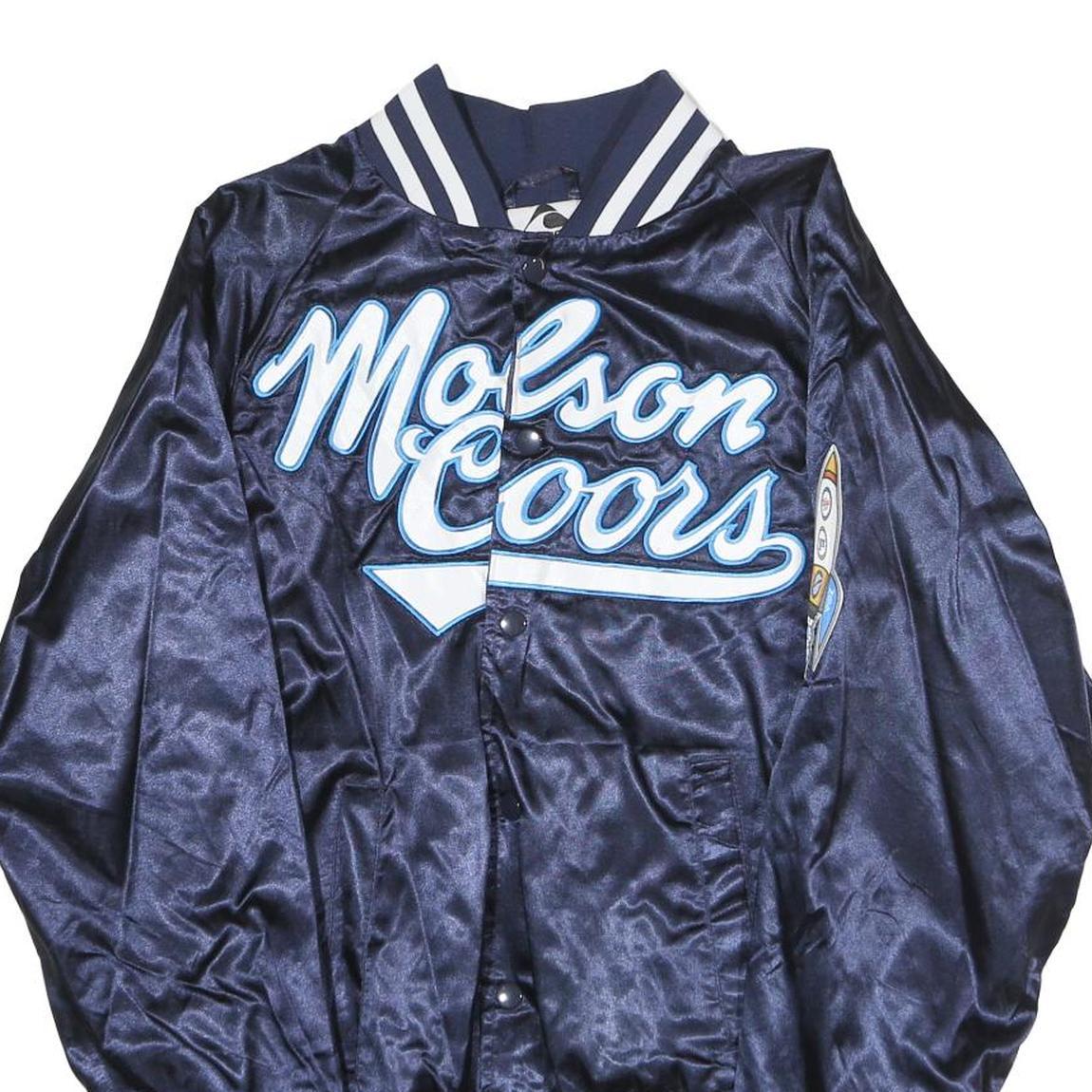 AUGUSTA Mens Navy Blue Satin Varsity Style Jacket S Polyester Button Closure