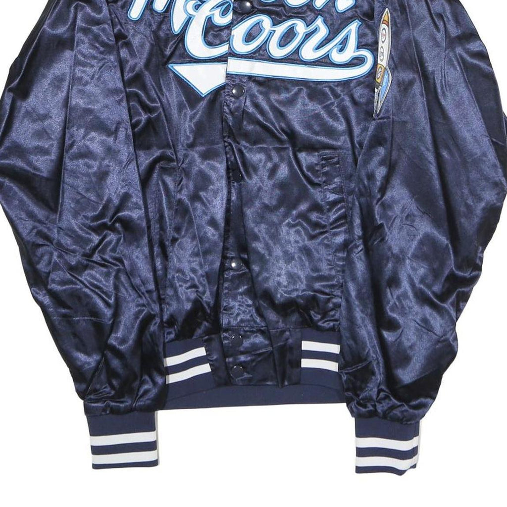 AUGUSTA Mens Navy Blue Satin Varsity Style Jacket S Polyester Button Closure