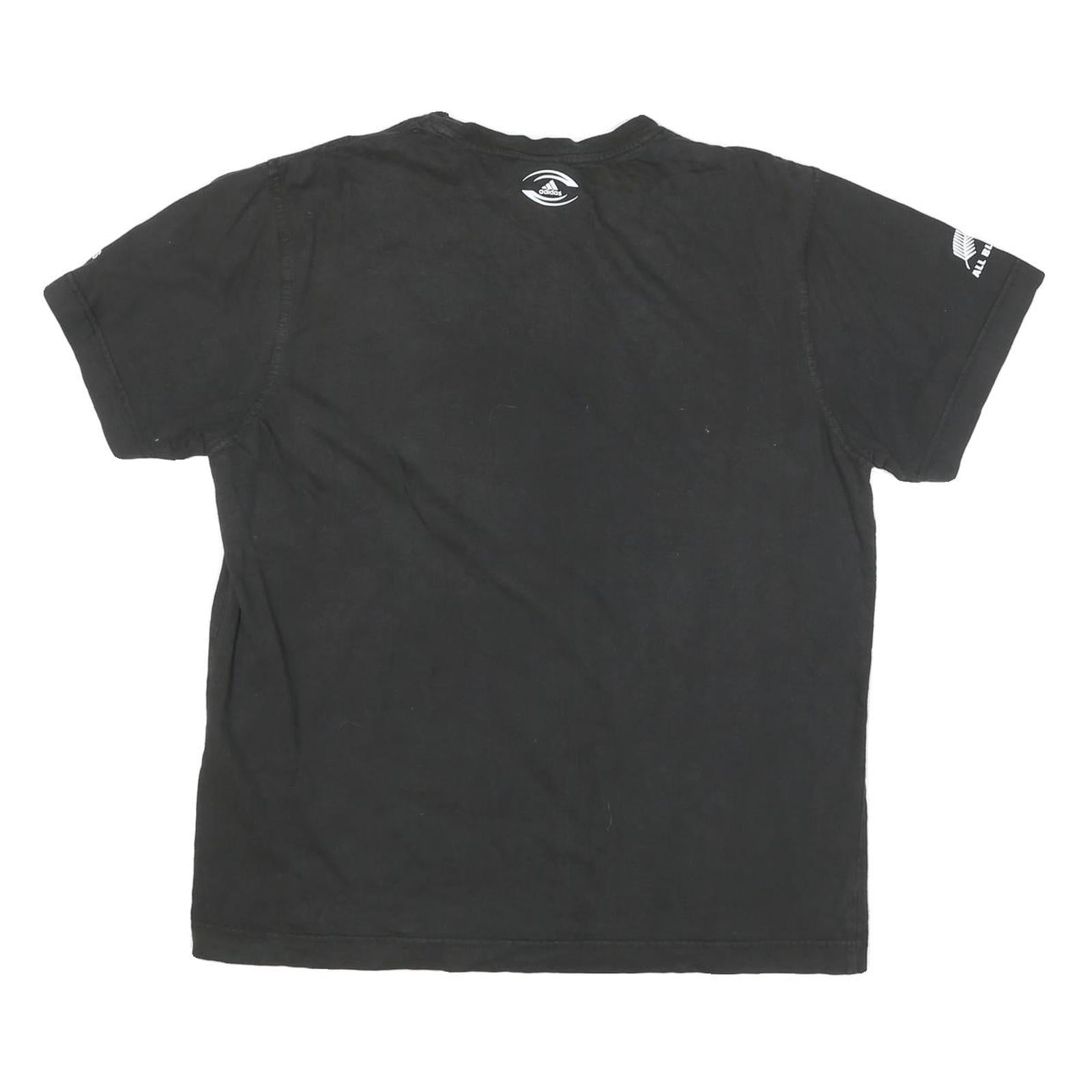 ADIDAS Mens Black All Blacks Graphic T-Shirt L Short Sleeve Crew Neck Rugby Fan