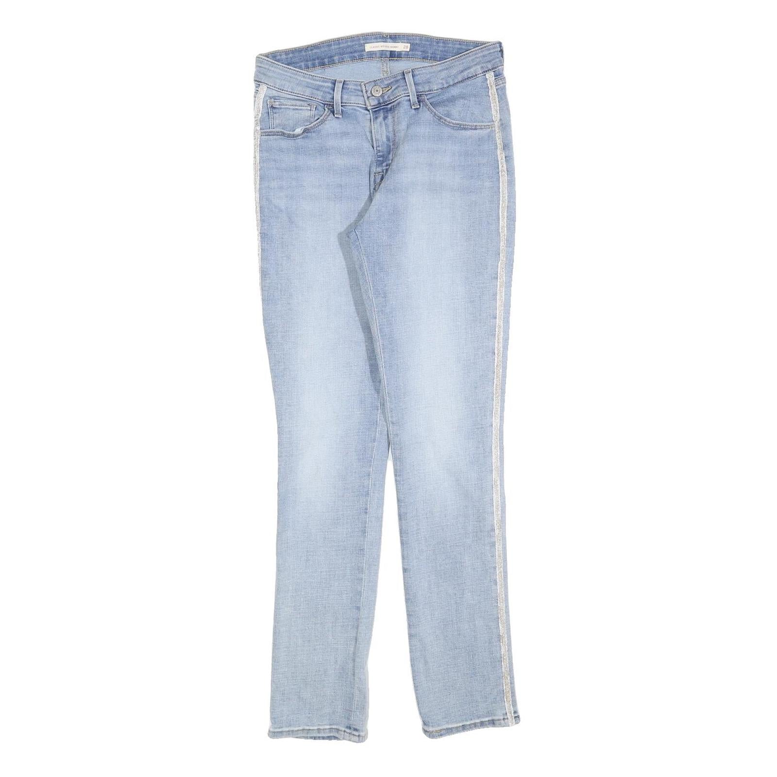 LEVI'S Womens Slim Light Blue Denim Slim Jeans W28 L30 Side Stripe Detail