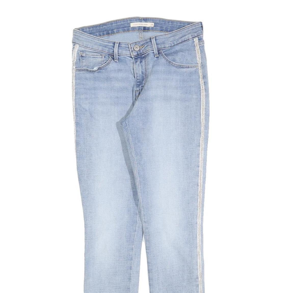 LEVI'S Womens Slim Light Blue Denim Slim Jeans W28 L30 Side Stripe Detail