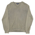 TOMMY HILFIGER Mens Beige Plain V Neck Basic Knit XL Cotton Blend Jumper