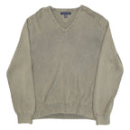 TOMMY HILFIGER Mens Beige Plain V Neck Basic Knit XL Cotton Blend Jumper