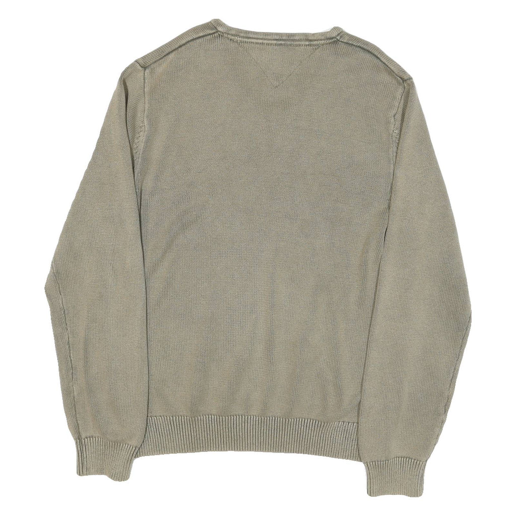 TOMMY HILFIGER Mens Beige Plain V Neck Basic Knit XL Cotton Blend Jumper
