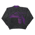 Womens Black Grey & Purple Wool Blend Patterned Jumpers Crew Neck Basic Knit M