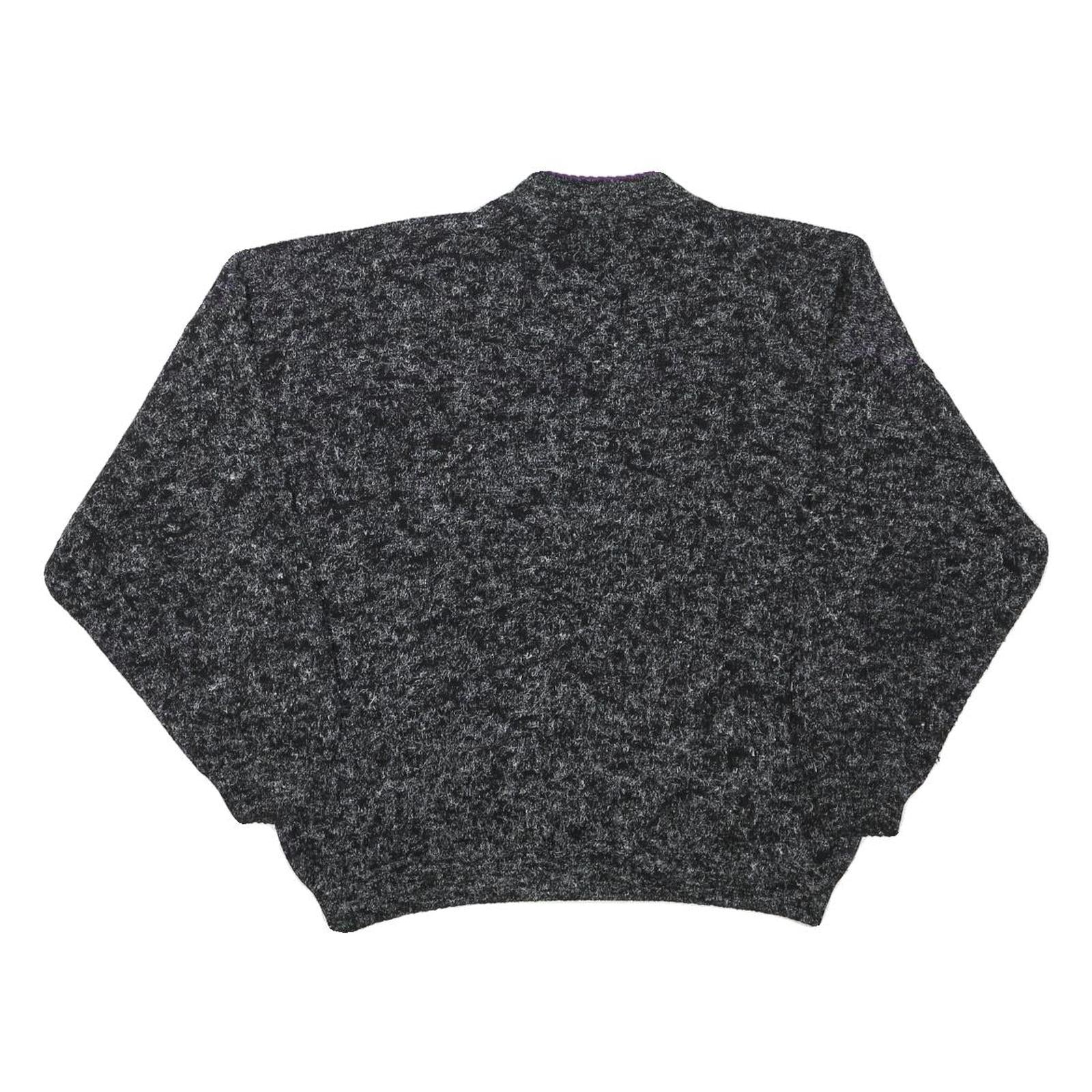 Womens Black Grey & Purple Wool Blend Patterned Jumpers Crew Neck Basic Knit M