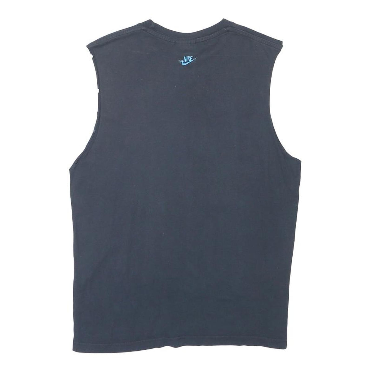 NIKE Mens Black Blue Graphic Sleeveless Crew Neck T-Shirt S Cotton Blend Casual