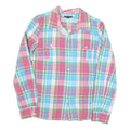 TOMMY HILFIGER Womens Pink & Blue Check Shirt L Cotton Blend Long Sleeve Casual