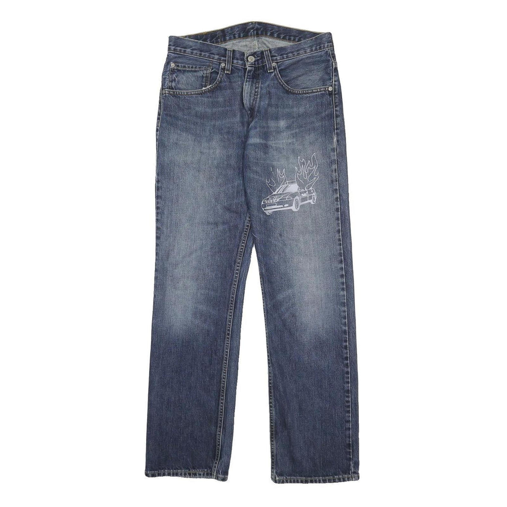 LEVI'S 752 Mens Blue Regular Straight Denim Medium W31 L32 Embroidered Print