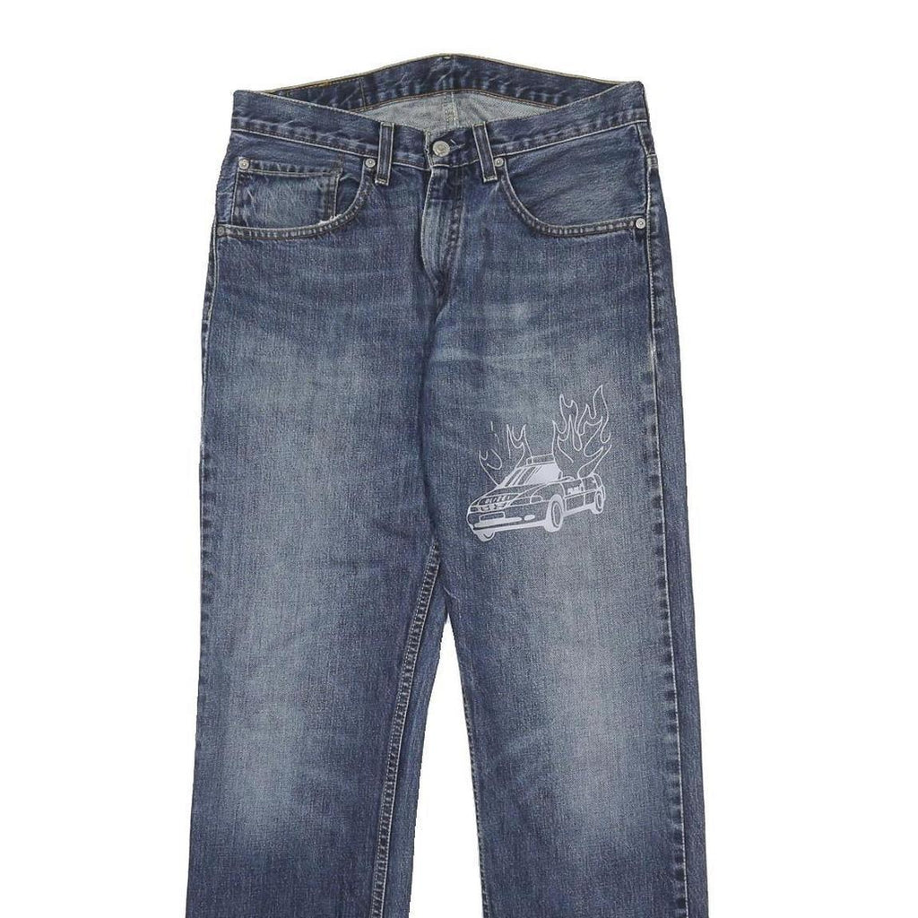 LEVI'S 752 Mens Blue Regular Straight Denim Medium W31 L32 Embroidered Print