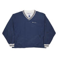 CHAMPION Mens Navy Blue V-Neck XL Sweatshirt Striped Ribbed Cuffs Pullover