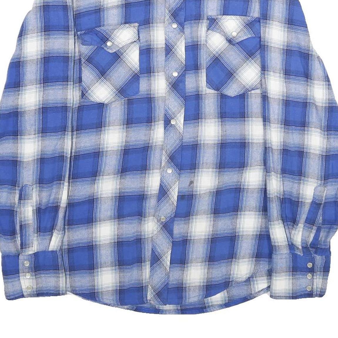 WRANGLER Mens Blue & White Plaid Shirt L Cotton Casual Long Sleeve