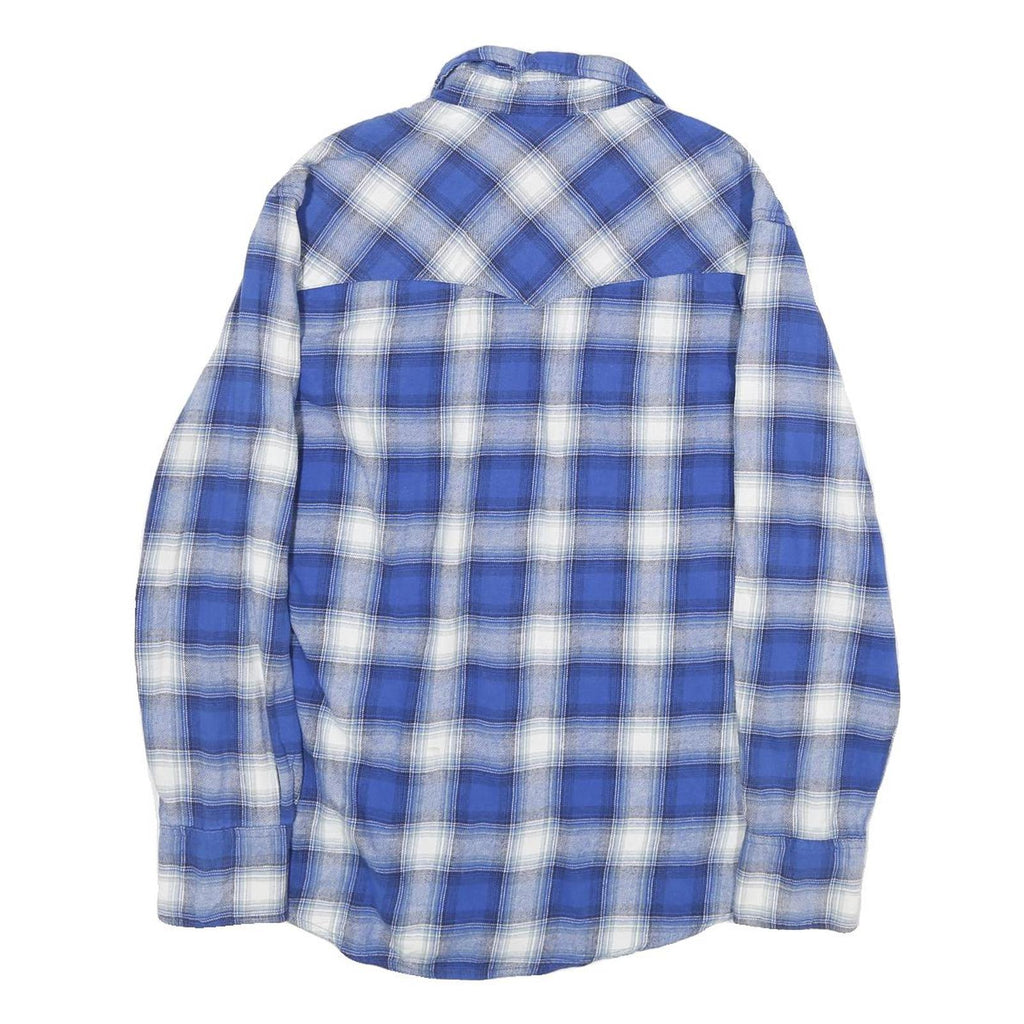 WRANGLER Mens Blue & White Plaid Shirt L Cotton Casual Long Sleeve