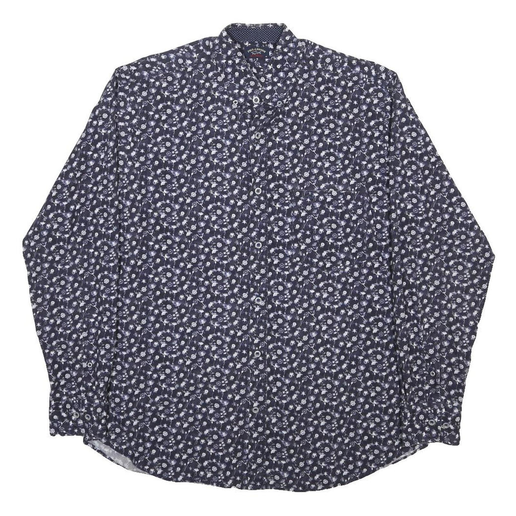 PAUL & SHARK Mens Blue Floral Pattern Cotton Blend Shirt M Long Sleeve Button