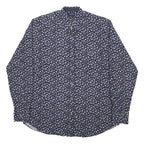 PAUL & SHARK Mens Blue Floral Pattern Cotton Blend Shirt M Long Sleeve Button
