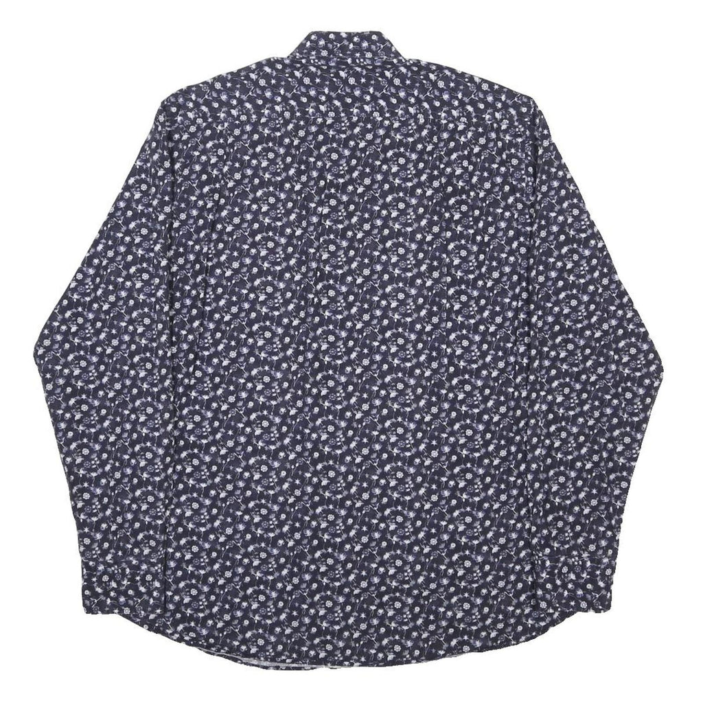 PAUL & SHARK Mens Blue Floral Pattern Cotton Blend Shirt M Long Sleeve Button