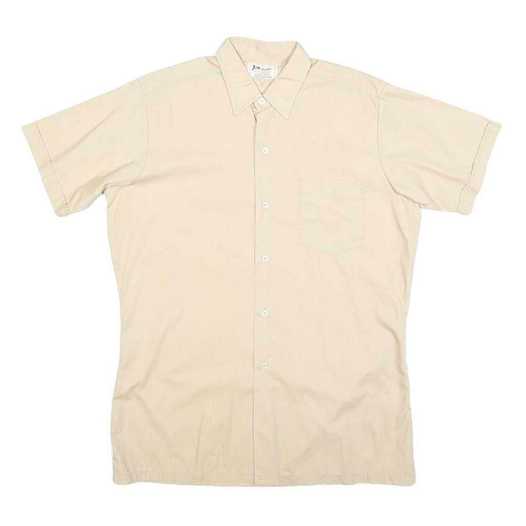 DA DI Mens Beige Shirt L Cotton Blend Short Sleeve Lightweight Casual