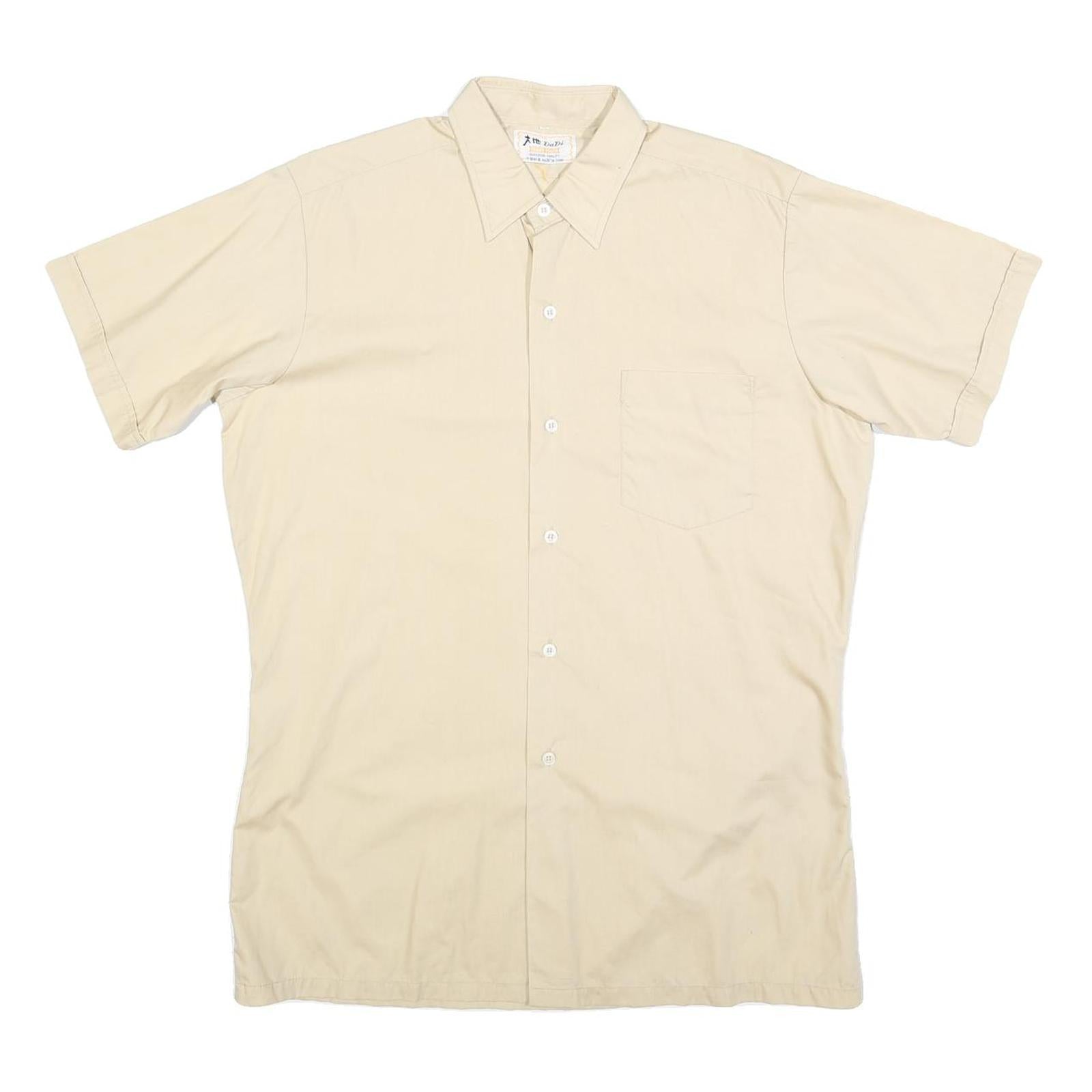 DA DI Mens Beige Shirt L Cotton Blend Short Sleeve Lightweight Casual