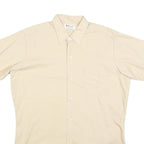 DA DI Mens Beige Shirt L Cotton Blend Short Sleeve Lightweight Casual