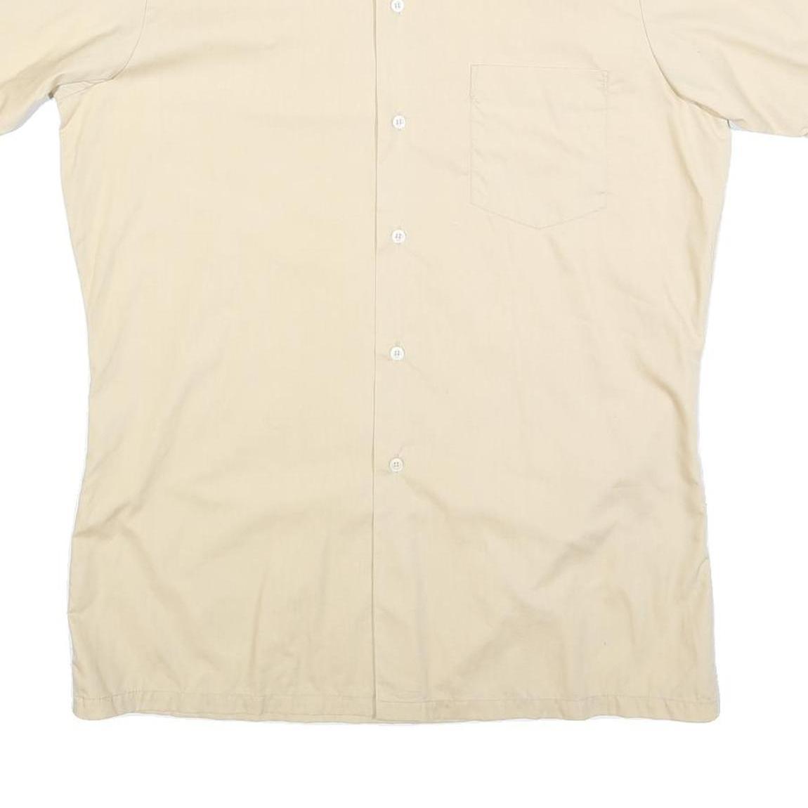 DA DI Mens Beige Shirt L Cotton Blend Short Sleeve Lightweight Casual