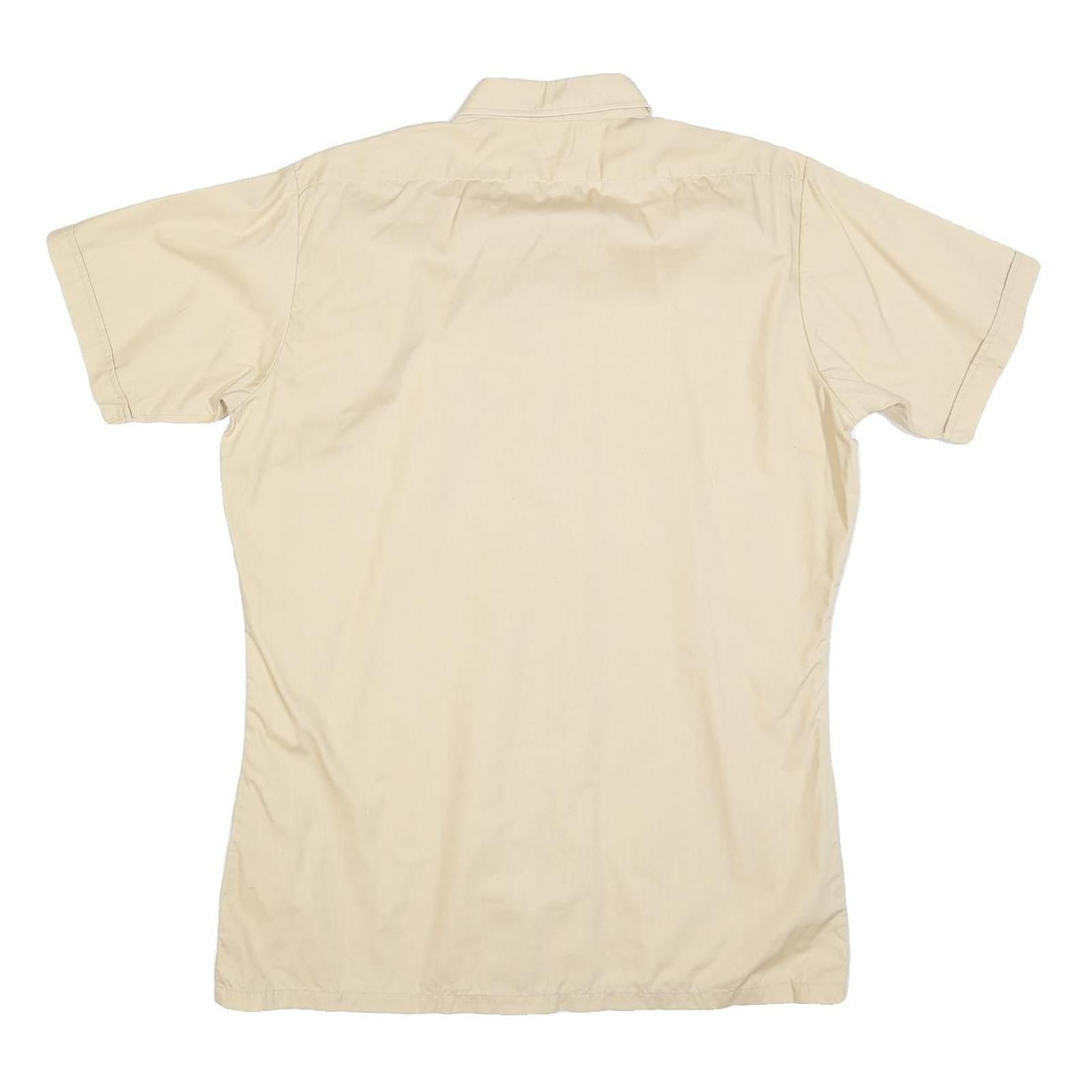 DA DI Mens Beige Shirt L Cotton Blend Short Sleeve Lightweight Casual