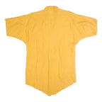 PERLA Womens Yellow Printed Top Short Sleeve V Neck Size L Cotton Breathable