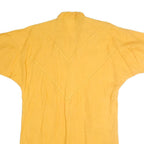 PERLA Womens Yellow Printed Top Short Sleeve V Neck Size L Cotton Breathable