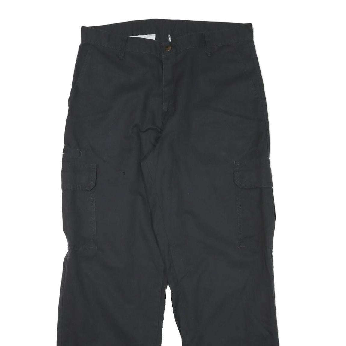 DICKIES Mens Regular Black Cargo Trousers W33 L30 Cotton Blend Zip Pocket