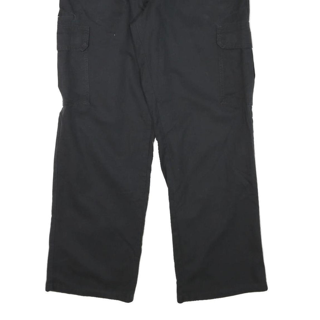 DICKIES Mens Regular Black Cargo Trousers W33 L30 Cotton Blend Zip Pocket