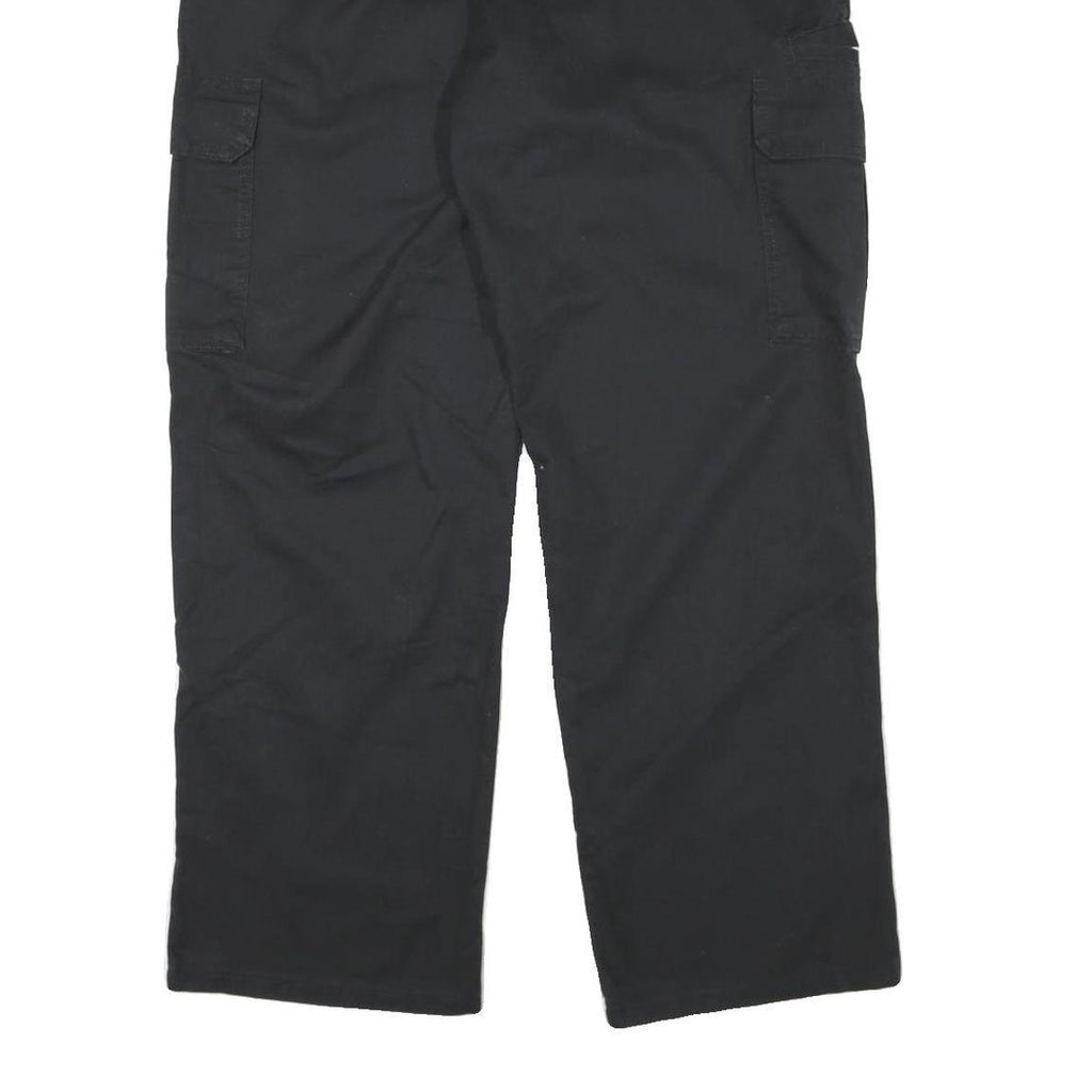 DICKIES Mens Regular Black Cargo Trousers W33 L30 Cotton Blend Zip Pocket