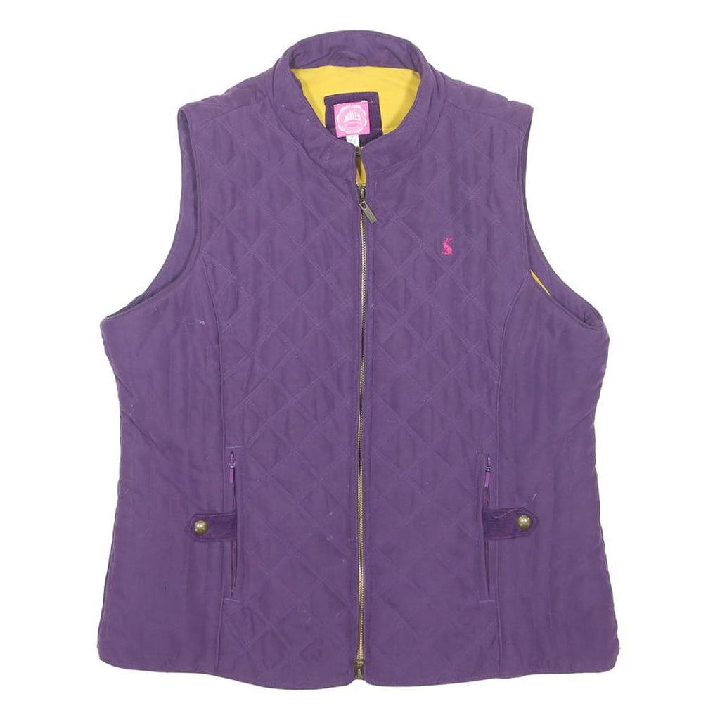 JOULES Womens Purple Quilted Zip Jacket UK 16 Polyester Blend Sleeveless