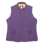JOULES Womens Purple Quilted Zip Jacket UK 16 Polyester Blend Sleeveless