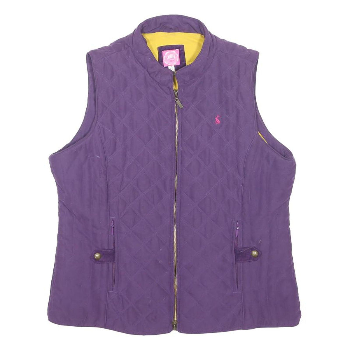 JOULES Womens Purple Quilted Zip Jacket UK 16 Polyester Blend Sleeveless