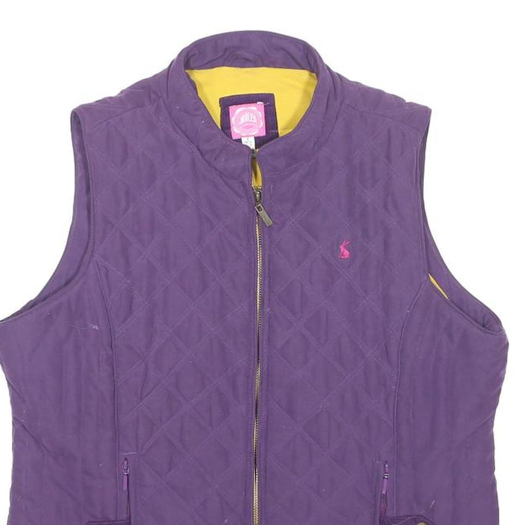 JOULES Womens Purple Quilted Zip Jacket UK 16 Polyester Blend Sleeveless