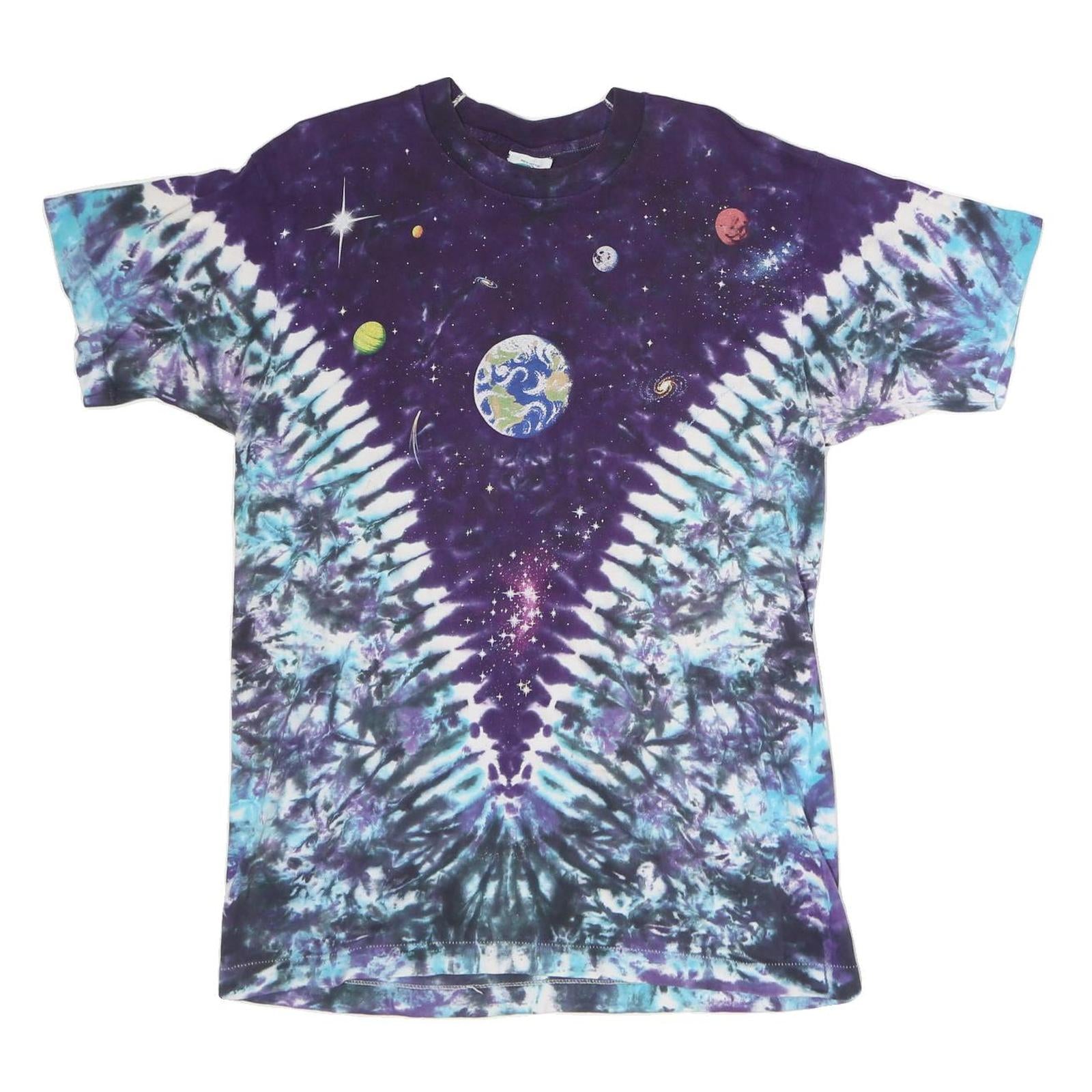 LIQUID BLUE Mens Blue & Purple Graphic T-Shirt L Short Sleeve Crew Neck Cosmic